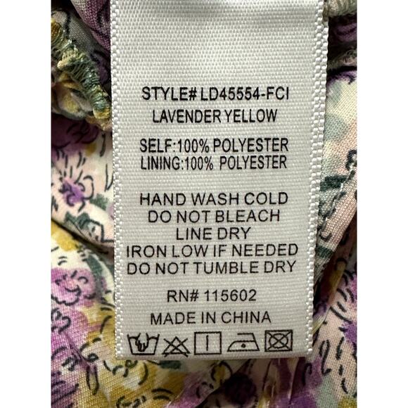 Lush Maxi Sundress Boho Tiered Ruffle Adjustable Straps Yellow/Lavender W L NWT - Picture 11 of 11